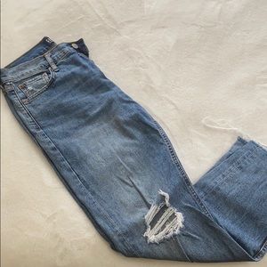 GAP high-rise straight crop ripped jeans, 27 reg